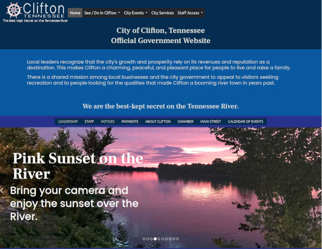 screeenshot of clifton website
