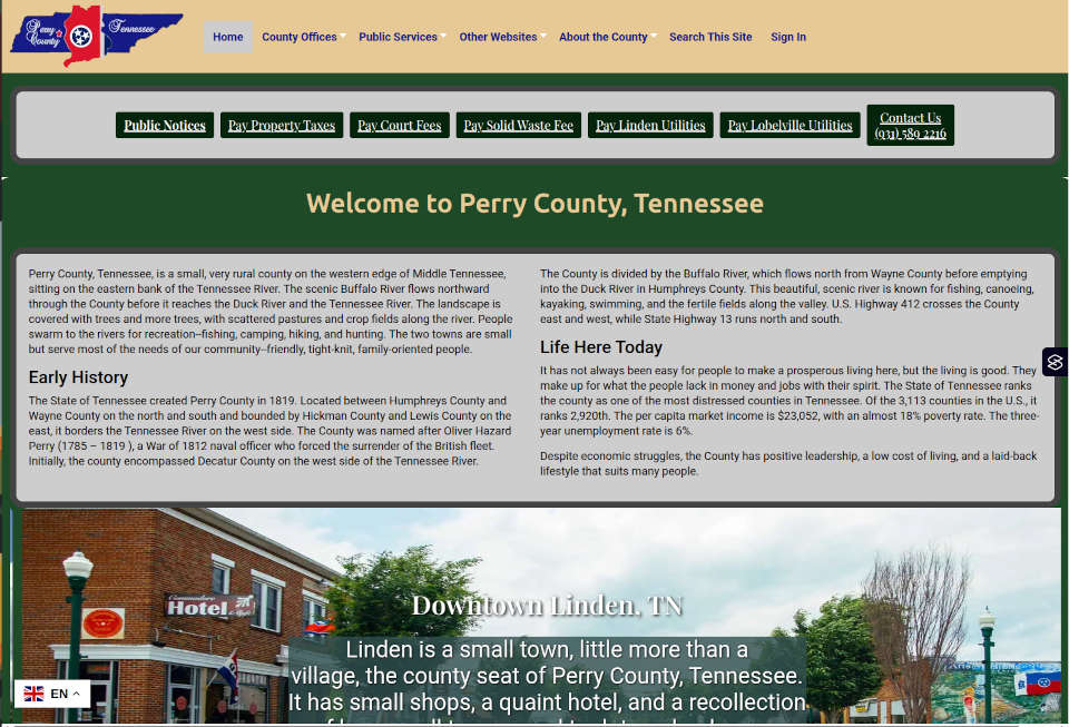 Screenshot of Perry County Website